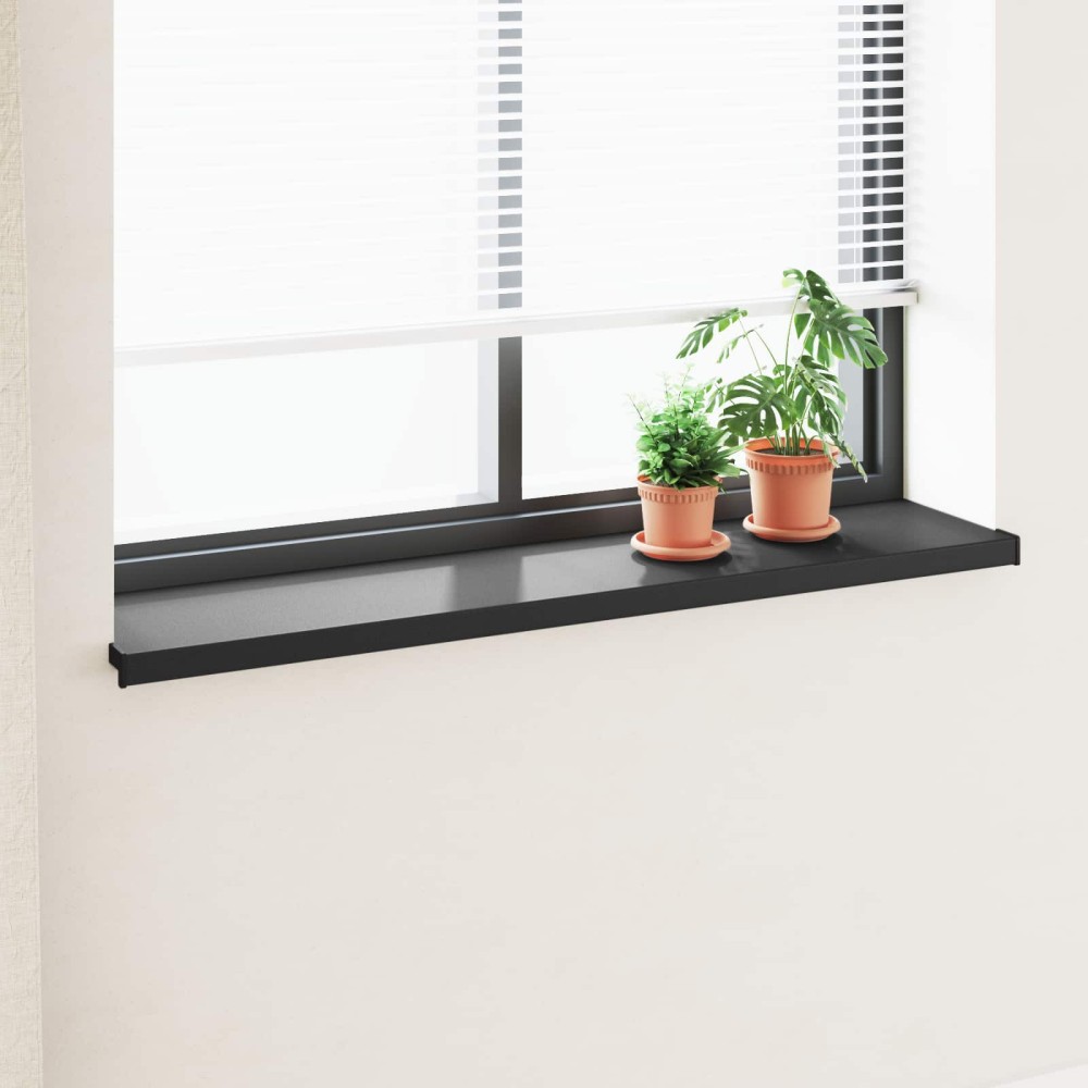 vidaXL Σαβανωτό Παραθύρου Μαύρο με ξύλινη υφή 140 x 30 x 4,5 εκ PVC