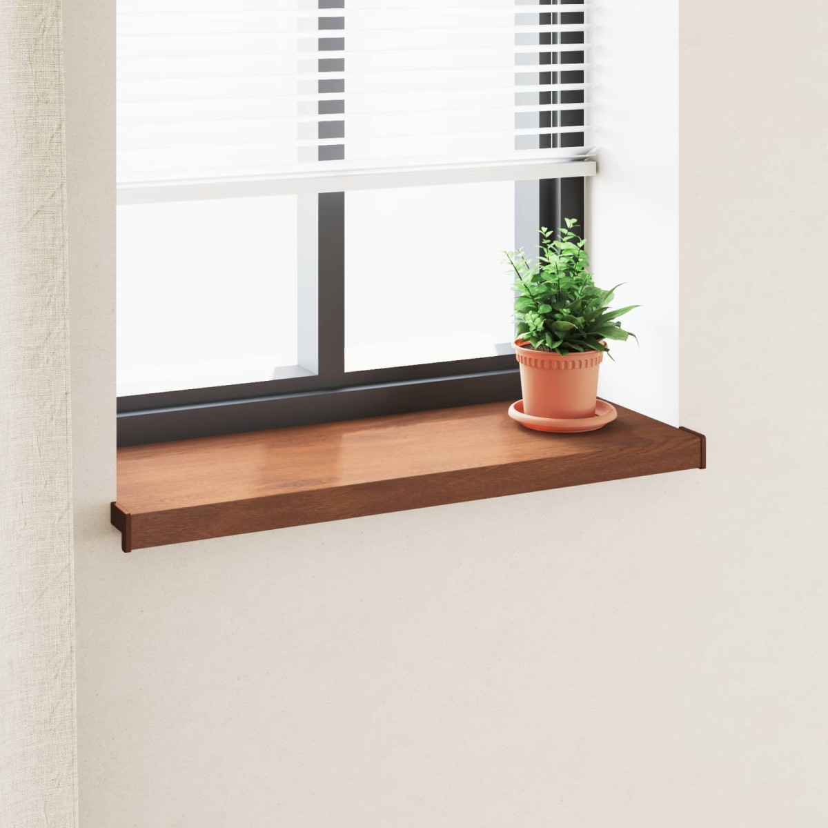 vidaXL Σαβανωτό Παραθύρου Καφέ ξύλο 100 x 35 x 4,5 εκ PVC