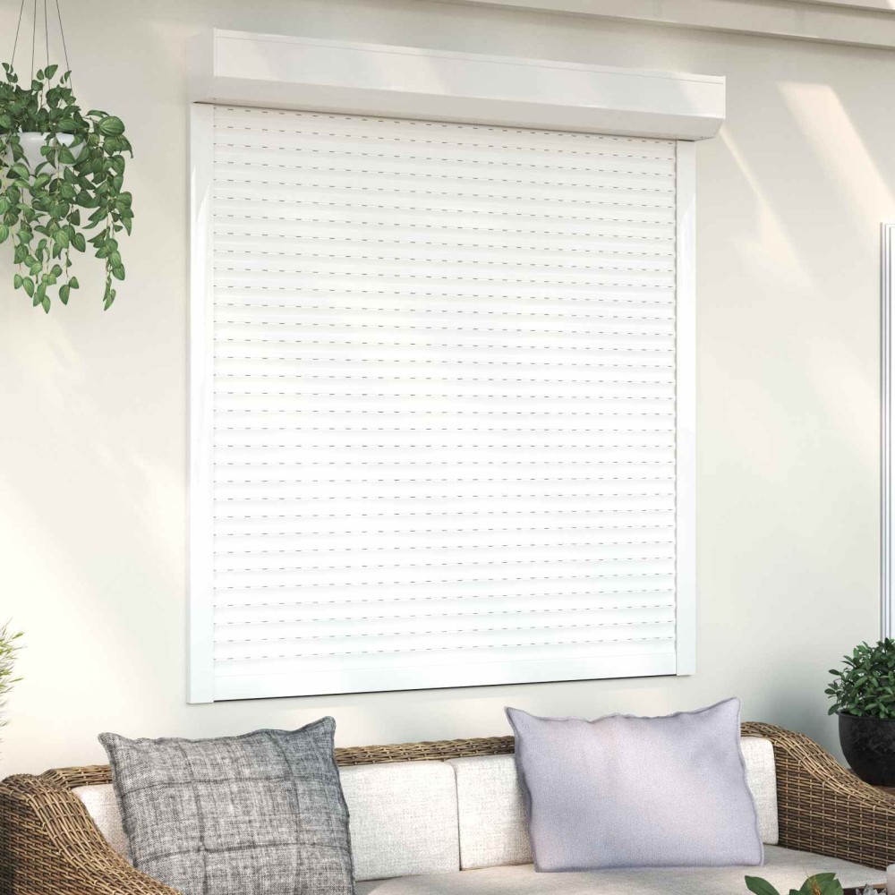 vidaXL Ρολό εισόδου Λευκός 130 x 140 cm Αλουμίνιο και Πολυουρεθάνη