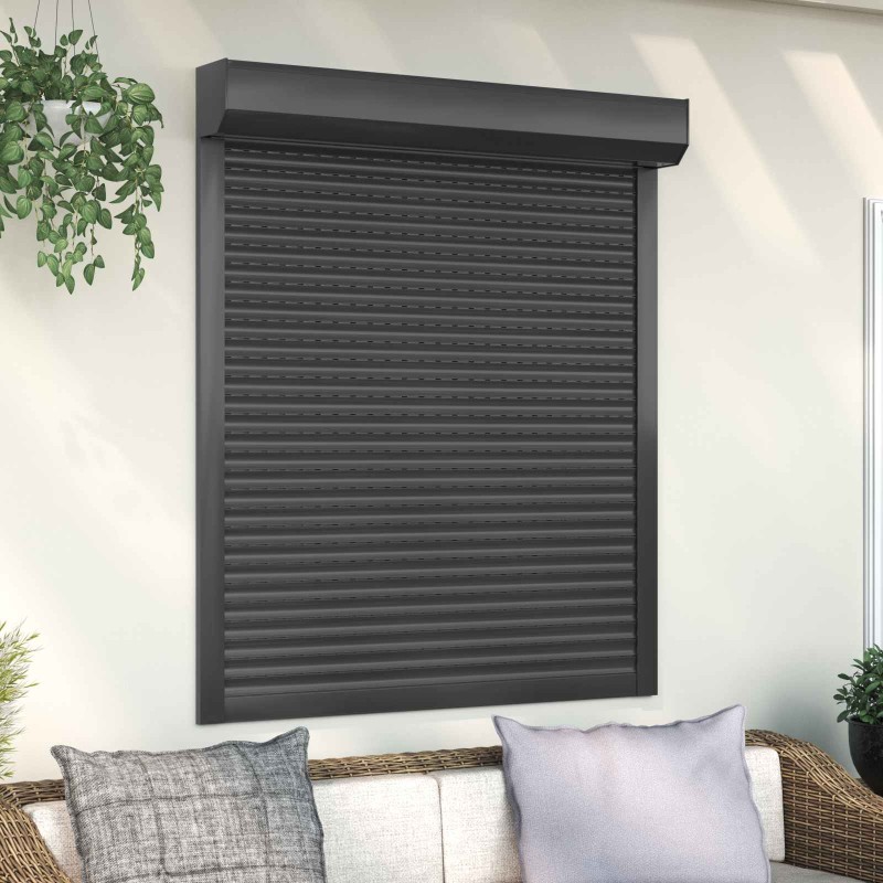 vidaXL Ρολό εισόδου Ανθρακί 110 x 130 cm Αλουμίνιο και Πολυουρεθάνη