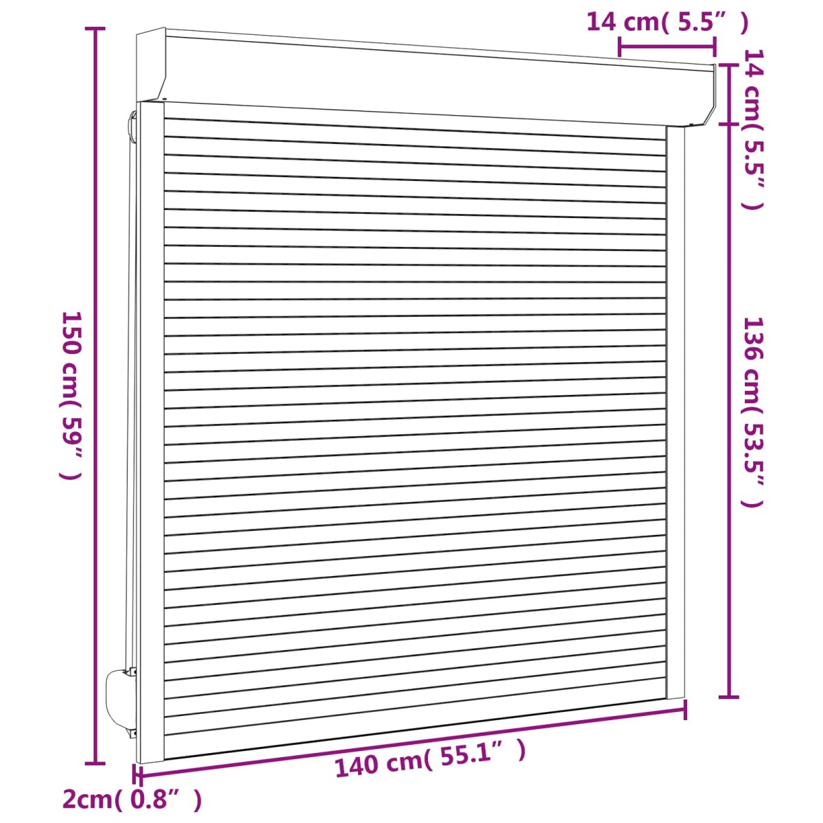 vidaXL Ρολό εισόδου Ανθρακί 140 x 150 cm Αλουμίνιο και Πολυουρεθάνη