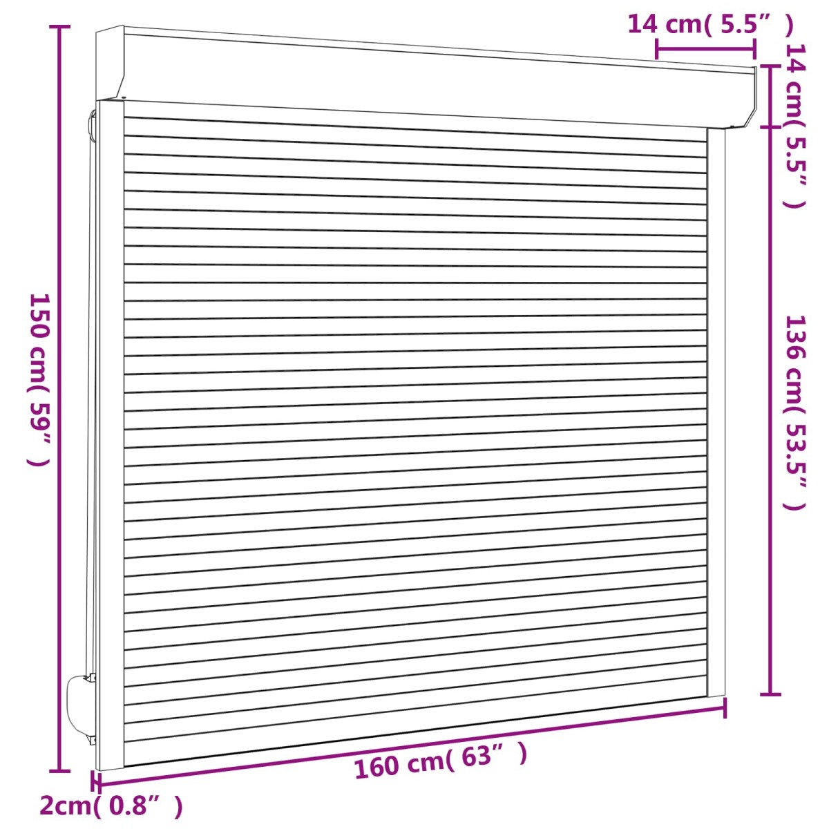 vidaXL Ρολό εισόδου Ανθρακί 160 x 150 cm Αλουμίνιο και Πολυουρεθάνη
