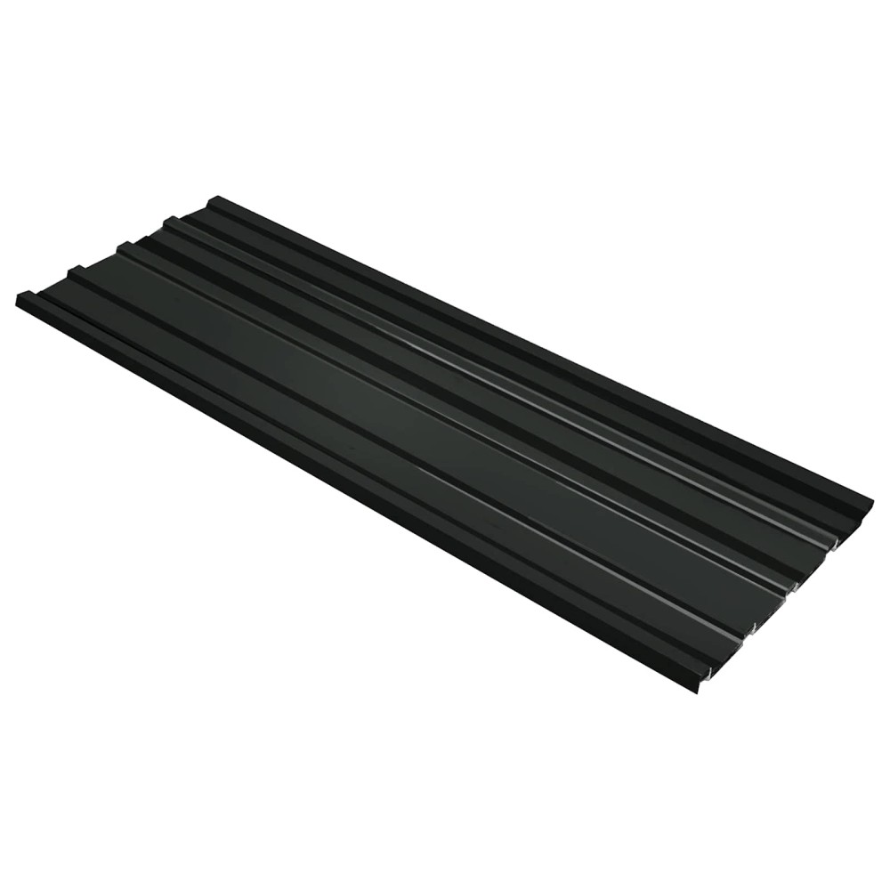 vidaXL Πάνελ οροφής 12 τμχ. Ανθρακί 129 x 45 εκ. Γαλβανισμένος χάλυβας