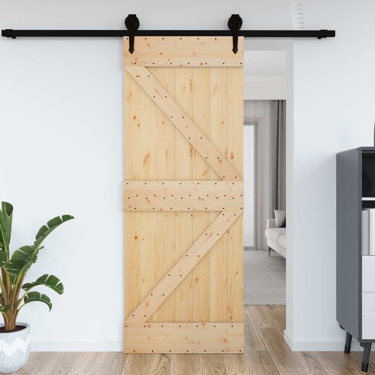 vidaXL Πόρτα NARVIK Φυσικό 85 x 210 cm Συμπαγές Ξύλο Πεύκου