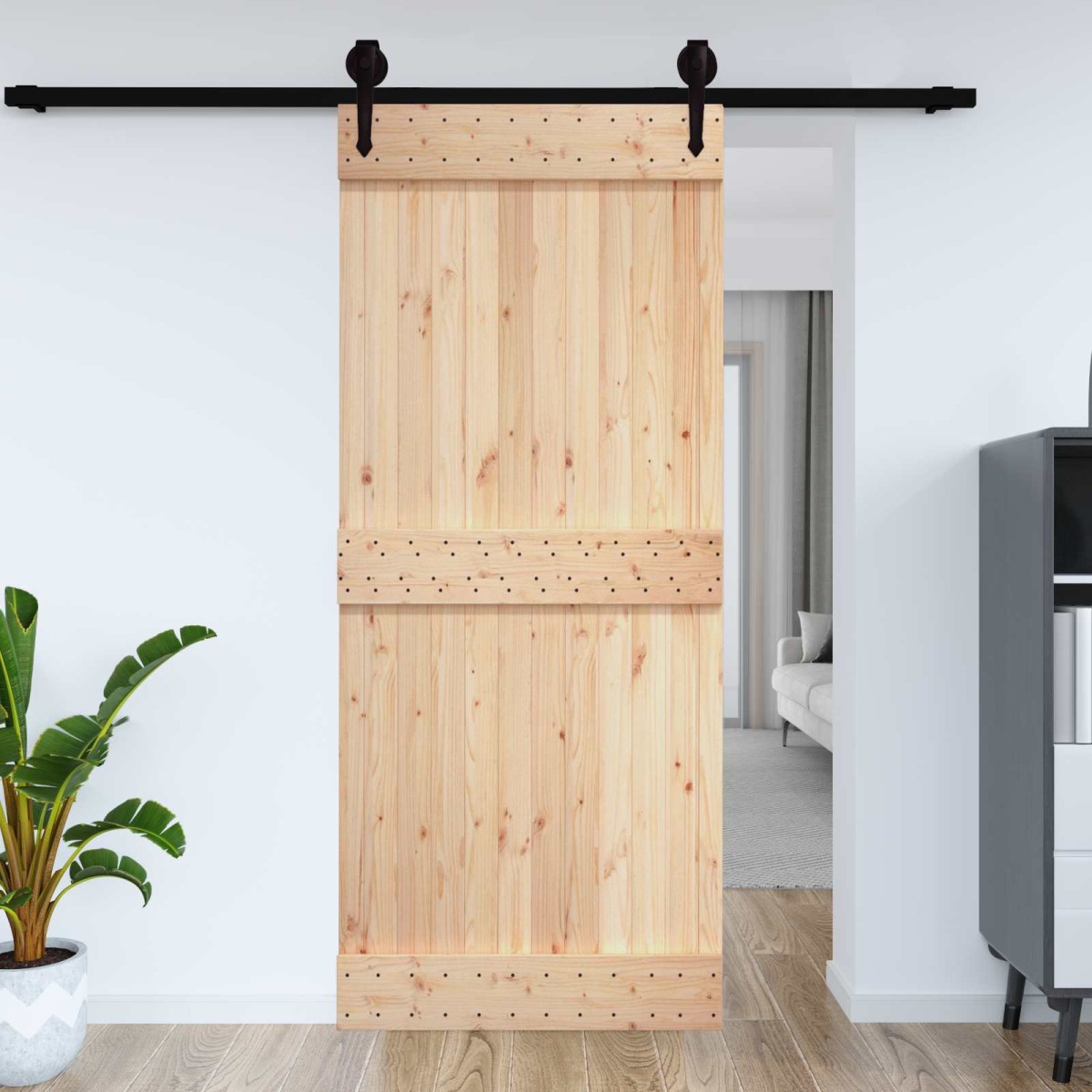 vidaXL Πόρτα NARVIK Φυσικό 70 x 210 cm Συμπαγές Ξύλο Πεύκου