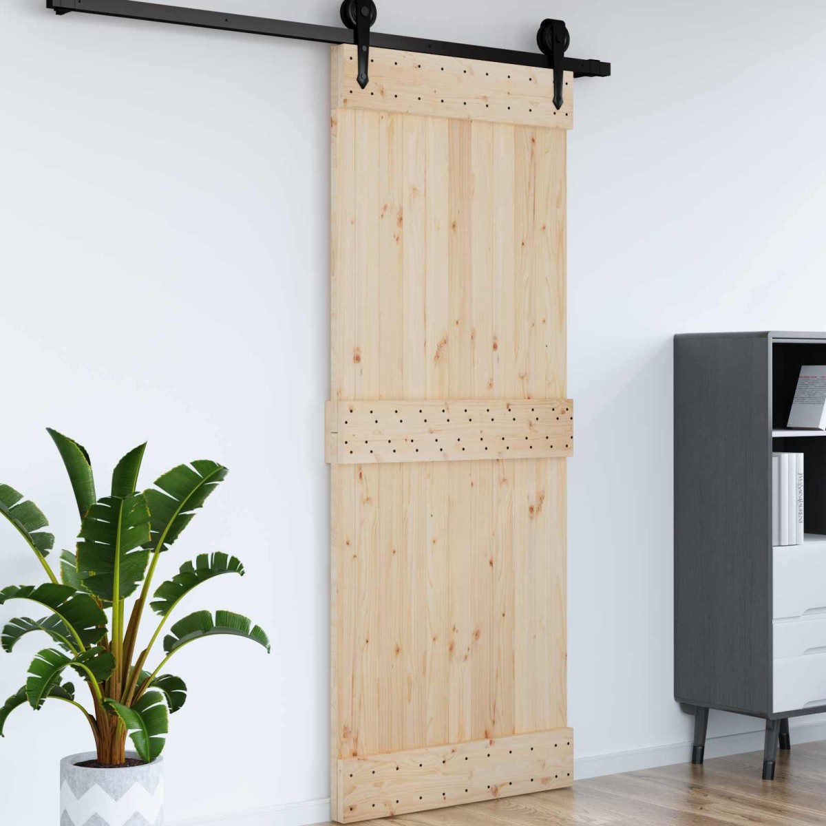 vidaXL Πόρτα NARVIK Φυσικό 90 x 210 cm Συμπαγές Ξύλο Πεύκου