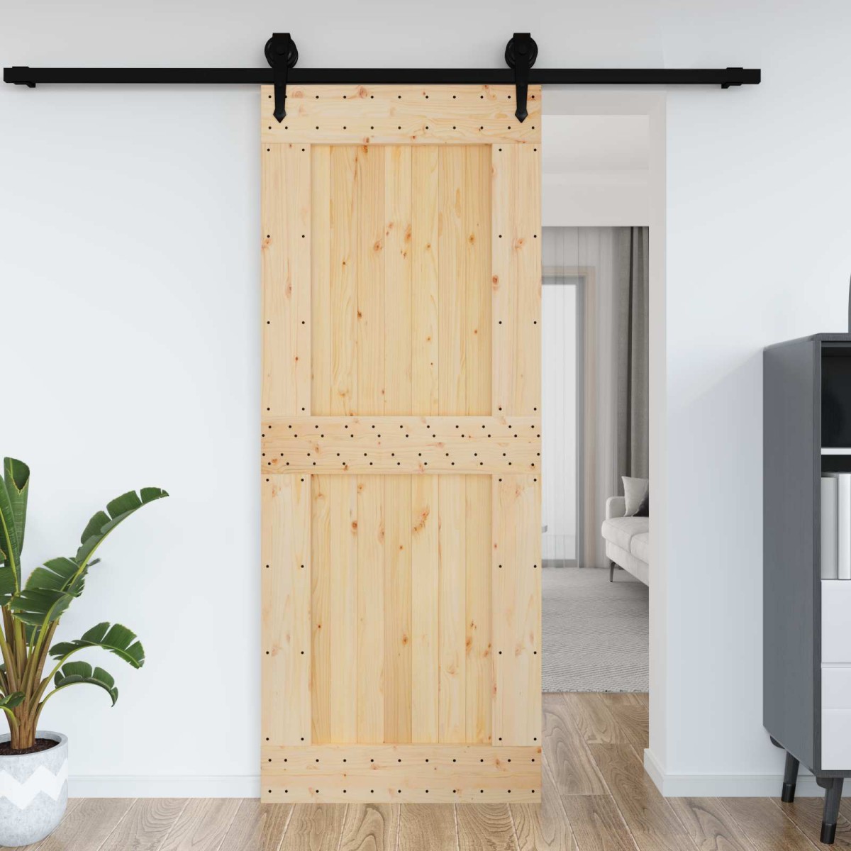 vidaXL Πόρτα NARVIK Φυσικό 90 x 210 cm Συμπαγές Ξύλο Πεύκου