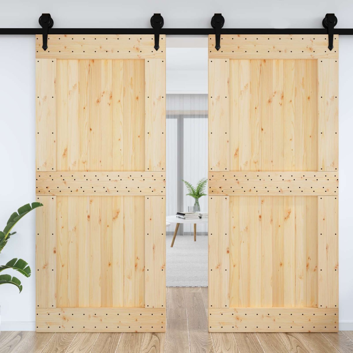 vidaXL Πόρτα NARVIK Φυσικό 100 x 210 cm Συμπαγές Ξύλο Πεύκου