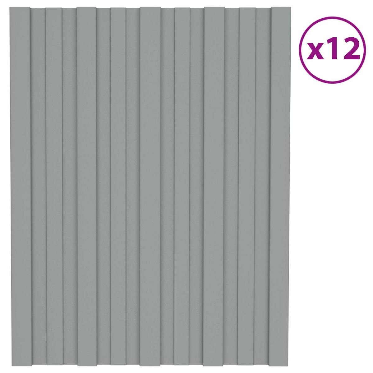 vidaXL Πάνελ οροφής 12 τεμ. Γκρι 60 x 45 cm Γαλβανισμένος χάλυβας