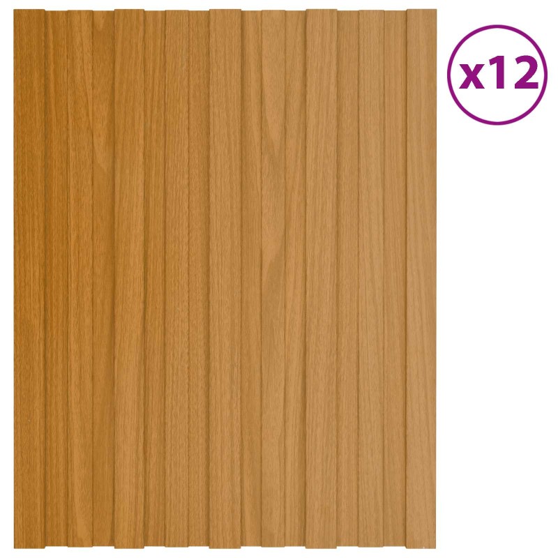 vidaXL Πάνελ οροφής 12 τεμ. Φυσικό 60 x 45 cm Γαλβανισμένος χάλυβας