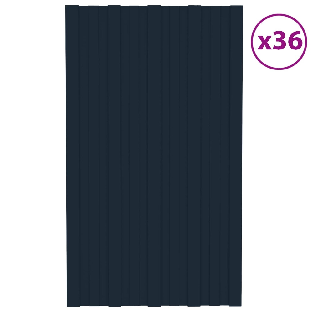 vidaXL Πάνελ οροφής 36 τεμ. Ανθρακί 80 x 45 cm Γαλβανισμένος χάλυβας