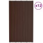 vidaXL Πάνελ οροφής 12 τεμ. Καφέ 80 x 45 cm Γαλβανισμένος χάλυβας