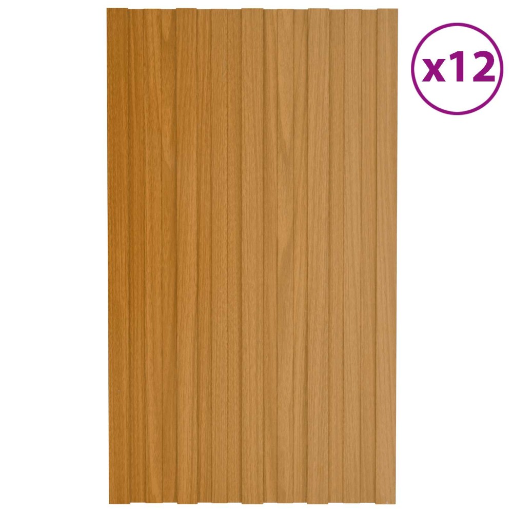 vidaXL Πάνελ οροφής 12 τεμ. Φυσικό 80 x 45 cm Γαλβανισμένος χάλυβας