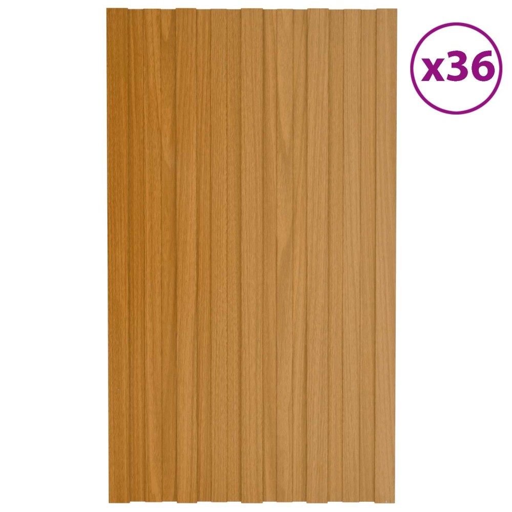 vidaXL Πάνελ οροφής 36 τεμ. Φυσικό 80 x 45 cm Γαλβανισμένος χάλυβας