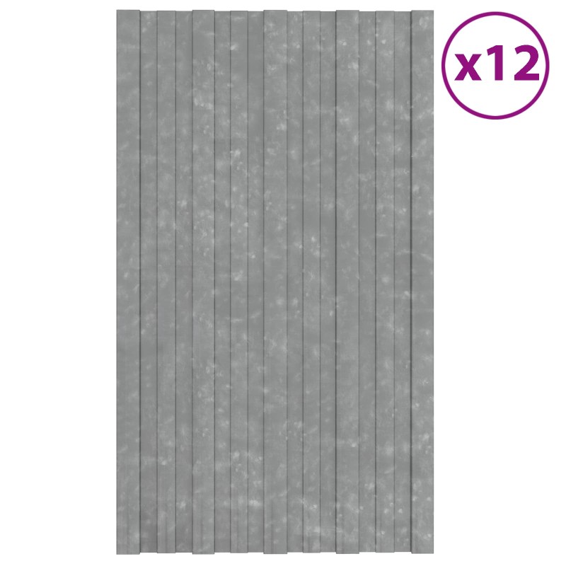 vidaXL Πάνελ οροφής 12 τεμ. Ασημί 80 x 45 cm Γαλβανισμένος χάλυβας