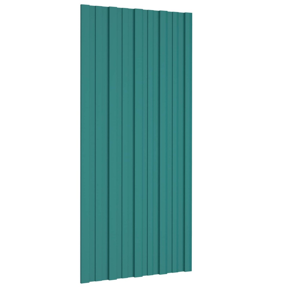vidaXL Πάνελ οροφής 12 τεμ. Πράσινο 100 x 45 cm Γαλβανισμένος χάλυβας