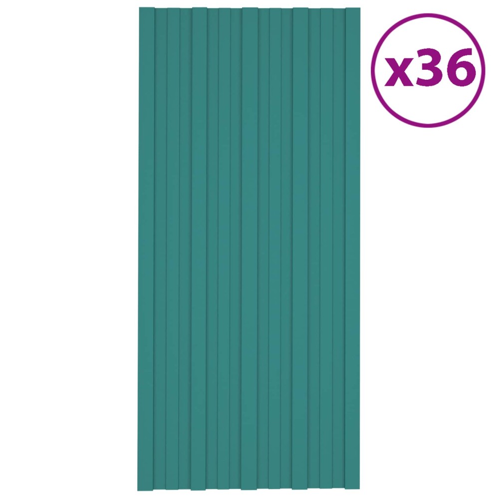 vidaXL Πάνελ οροφής 36 τεμ. Πράσινο 100 x 45 cm Γαλβανισμένος χάλυβας