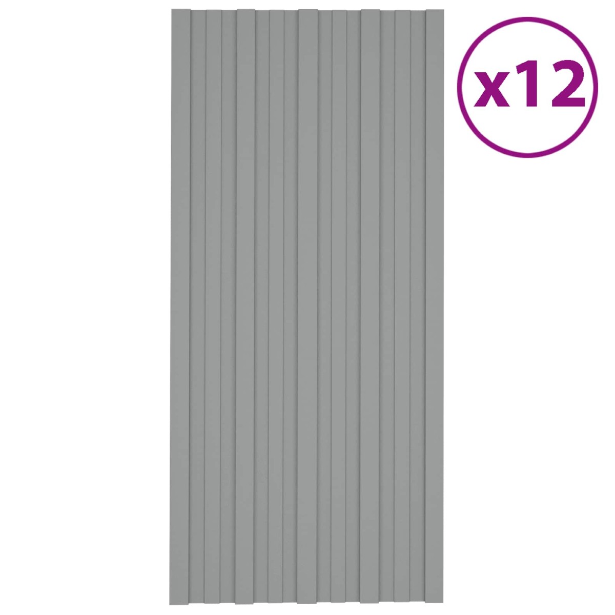 vidaXL Πάνελ οροφής 12 τεμ. Γκρι 100 x 45 cm Γαλβανισμένος χάλυβας