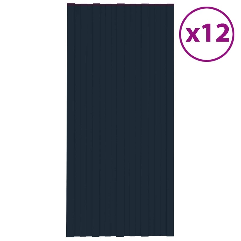 vidaXL Πάνελ οροφής 12 τεμ. Ανθρακί 100 x 45 cm Γαλβανισμένος χάλυβας