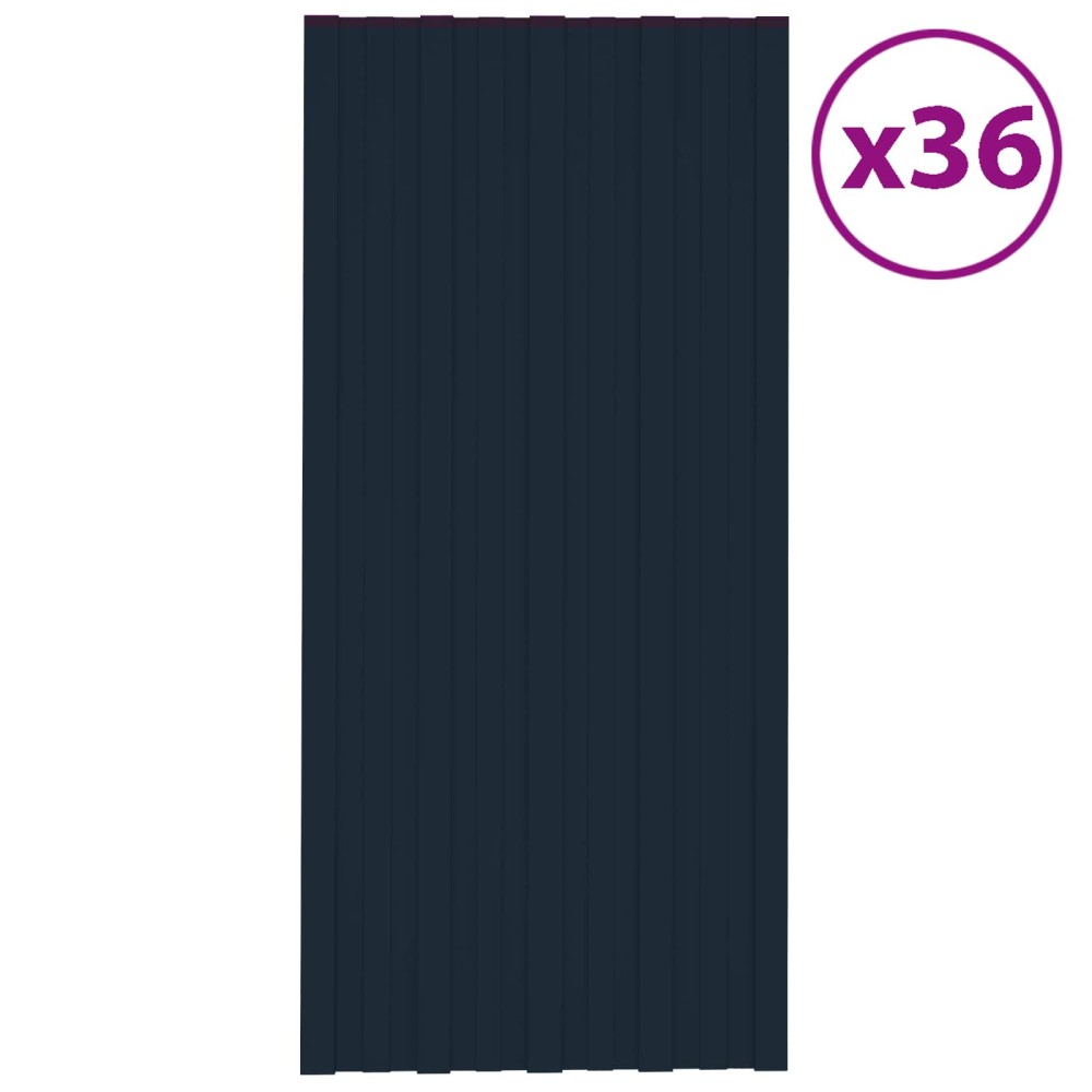 vidaXL Πάνελ οροφής 36 τεμ. Ανθρακί 100 x 45 cm Γαλβανισμένος χάλυβας