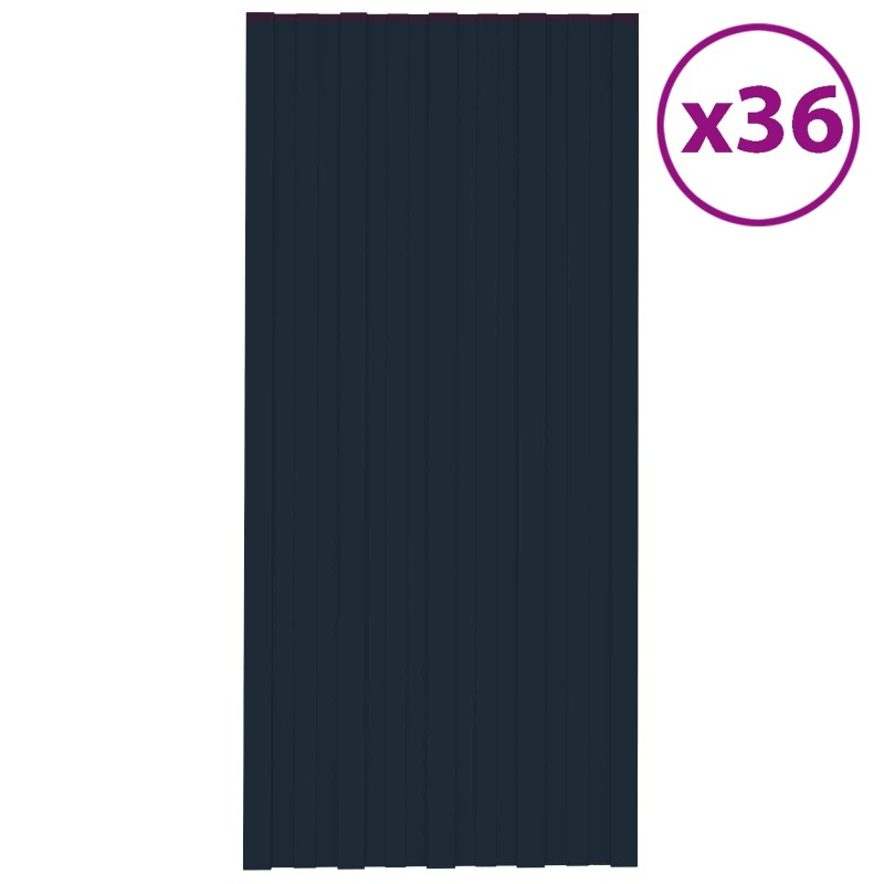 vidaXL Πάνελ οροφής 36 τεμ. Ανθρακί 100 x 45 cm Γαλβανισμένος χάλυβας