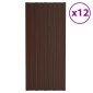 vidaXL Πάνελ οροφής 12 τεμ. Καφέ 100 x 45 cm Γαλβανισμένος χάλυβας