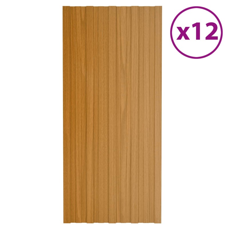 vidaXL Πάνελ οροφής 12 τεμ. Φυσικό 100 x 45 cm Γαλβανισμένος χάλυβας