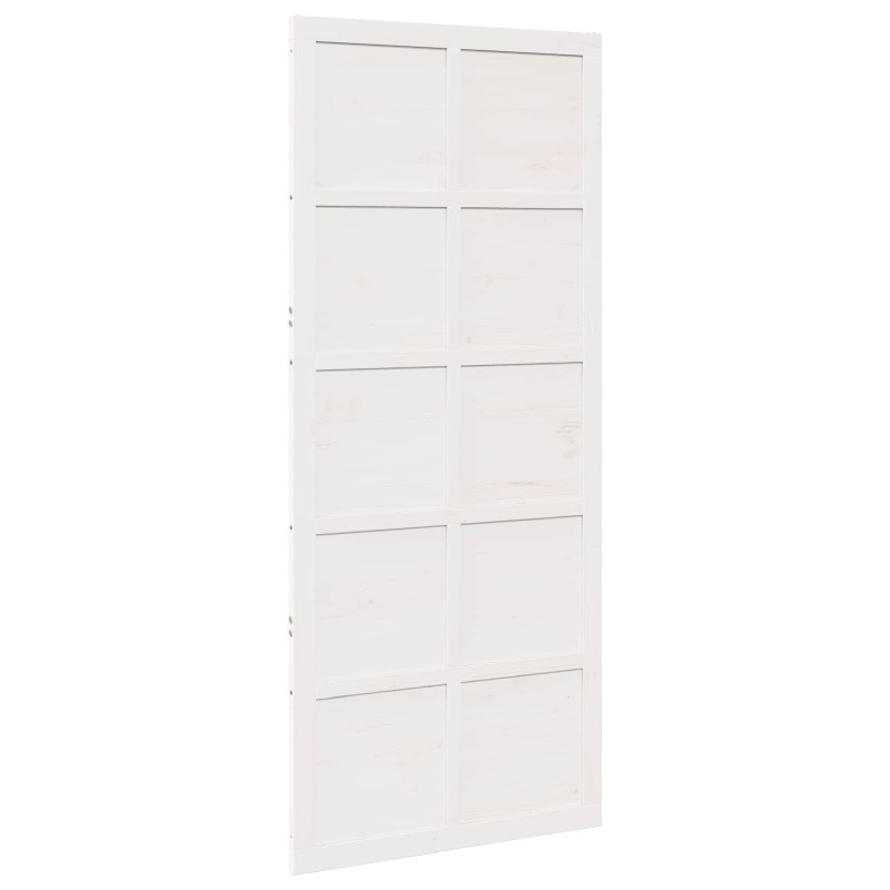 vidaXL Πόρτα αχυρώνα Λευκό 90 x 2,5 x 208 εκ. Μασίφ Ξύλο Πεύκου