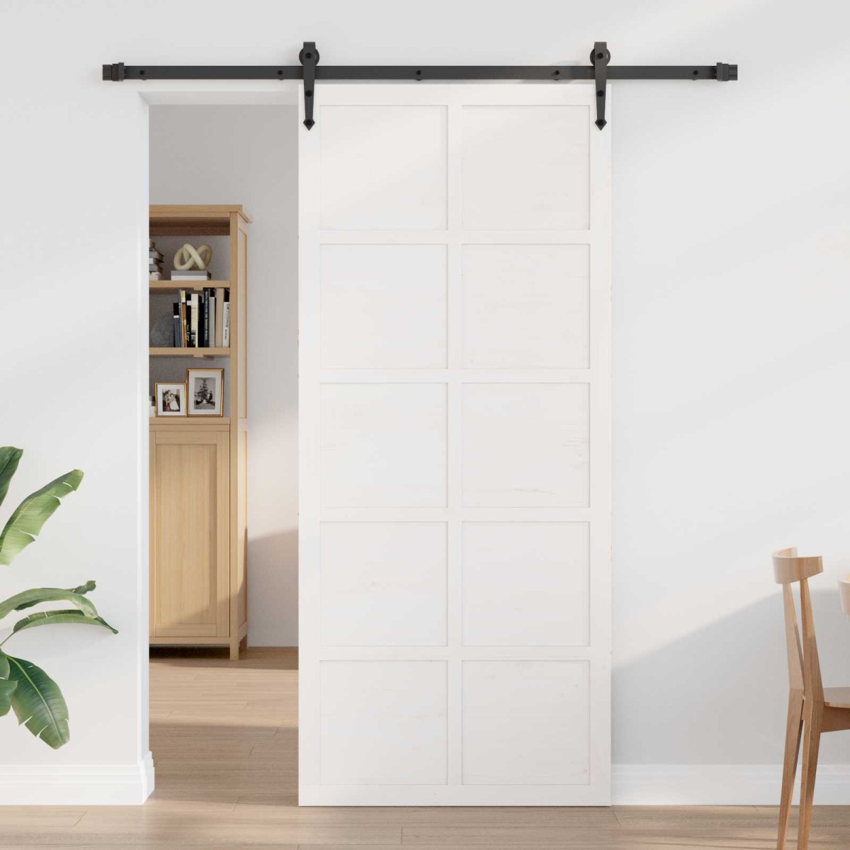 vidaXL Πόρτα αχυρώνα Λευκό 90 x 2,5 x 208 εκ. Μασίφ Ξύλο Πεύκου