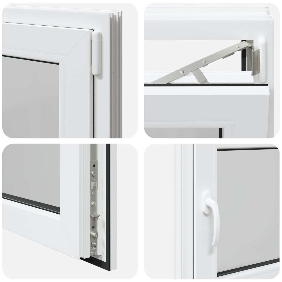 vidaXL Παράθυρο Κάτω Στρώματος RISOR 80 x 70 cm PVC και Γυαλί Λευκό