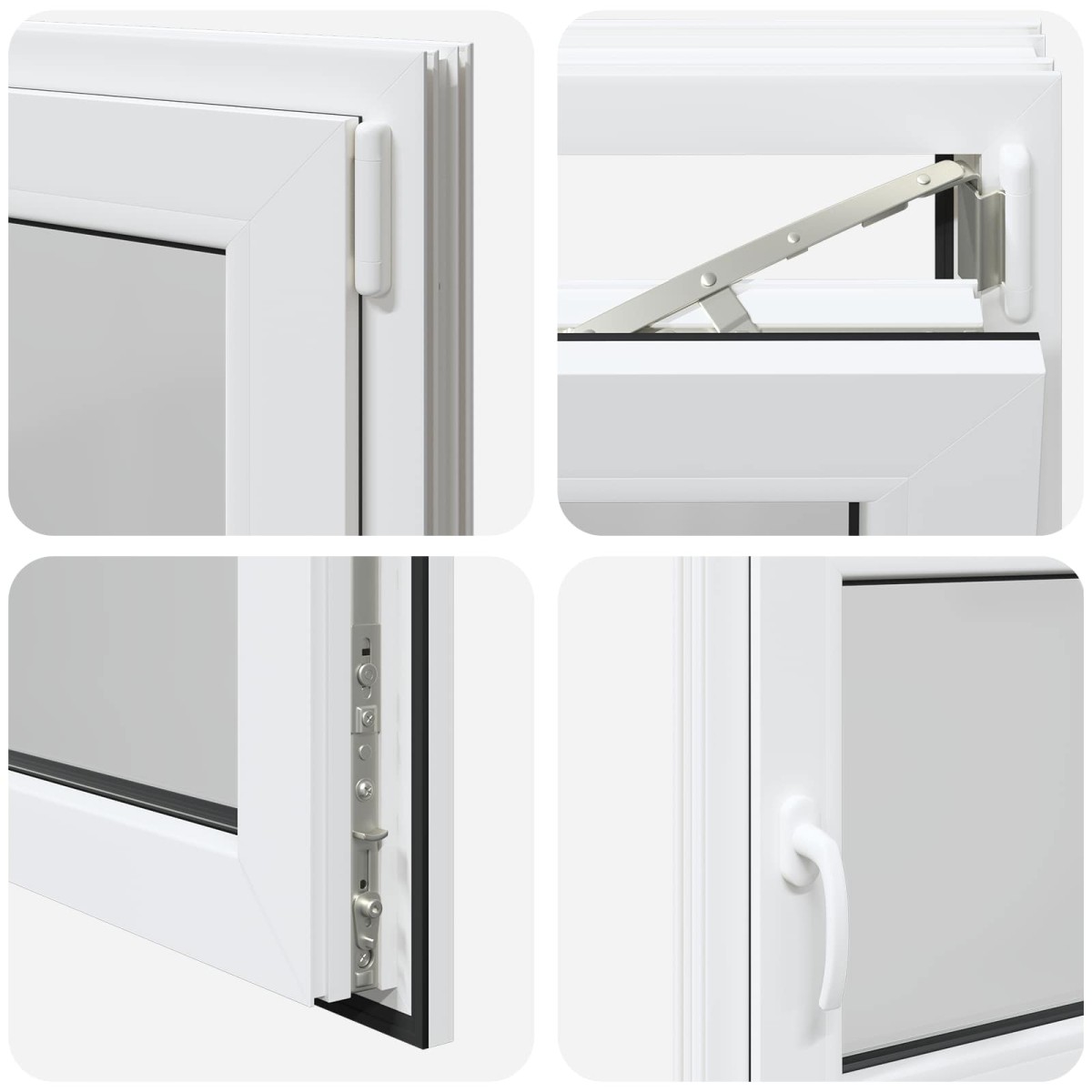 vidaXL Παράθυρο Κάτω Στρώματος RISOR 90 x 60 cm PVC και Γυαλί Λευκό