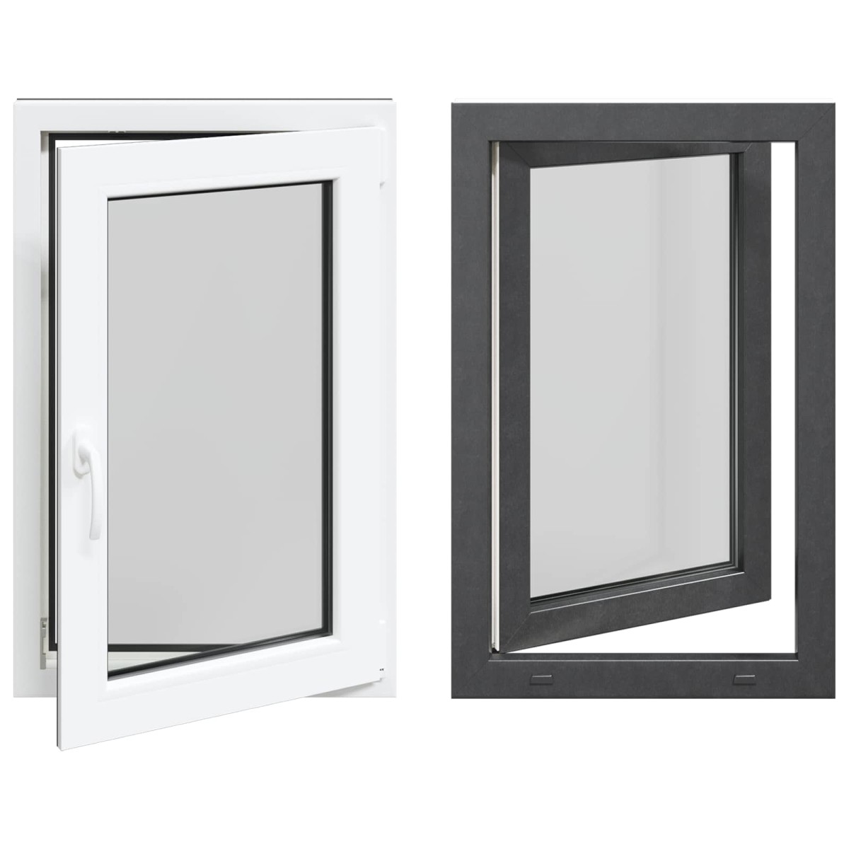 vidaXL Παράθυρο Κάτω Στρώματος RISOR 60 x 100 cm PVC και Γυαλί Ανθρακί