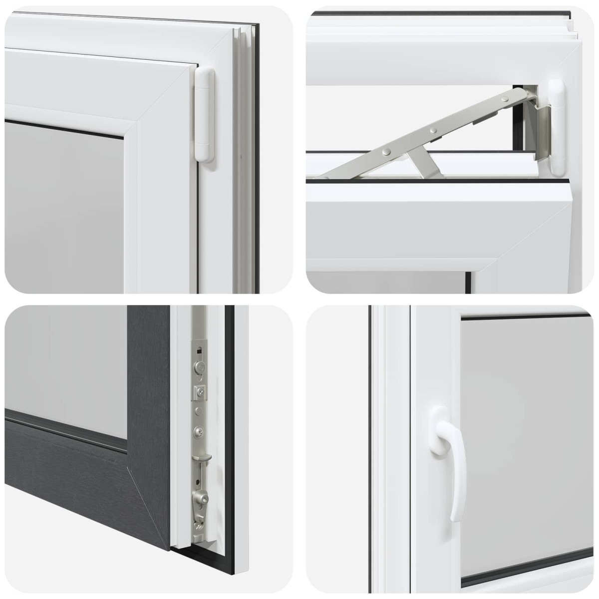 vidaXL Παράθυρο Κάτω Στρώματος RISOR 60 x 100 cm PVC και Γυαλί Ανθρακί