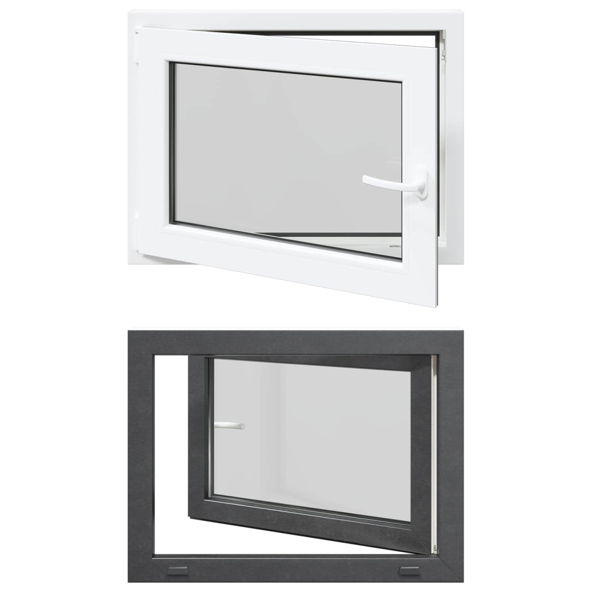 vidaXL Παράθυρο Κάτω Στρώματος RISOR 80 x 50 cm PVC και Γυαλί Ανθρακί