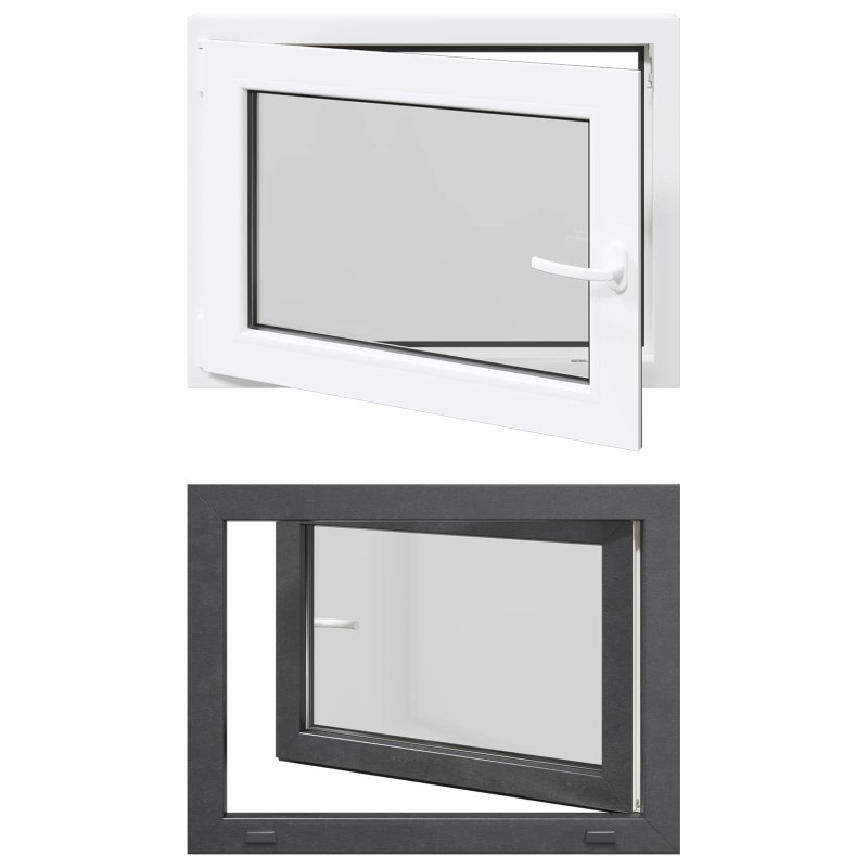vidaXL Παράθυρο Κάτω Στρώματος RISOR 80 x 50 cm PVC και Γυαλί Ανθρακί