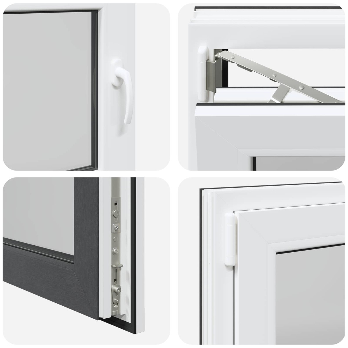 vidaXL Παράθυρο Κάτω Στρώματος RISOR 80 x 60 cm PVC και Γυαλί Ανθρακί