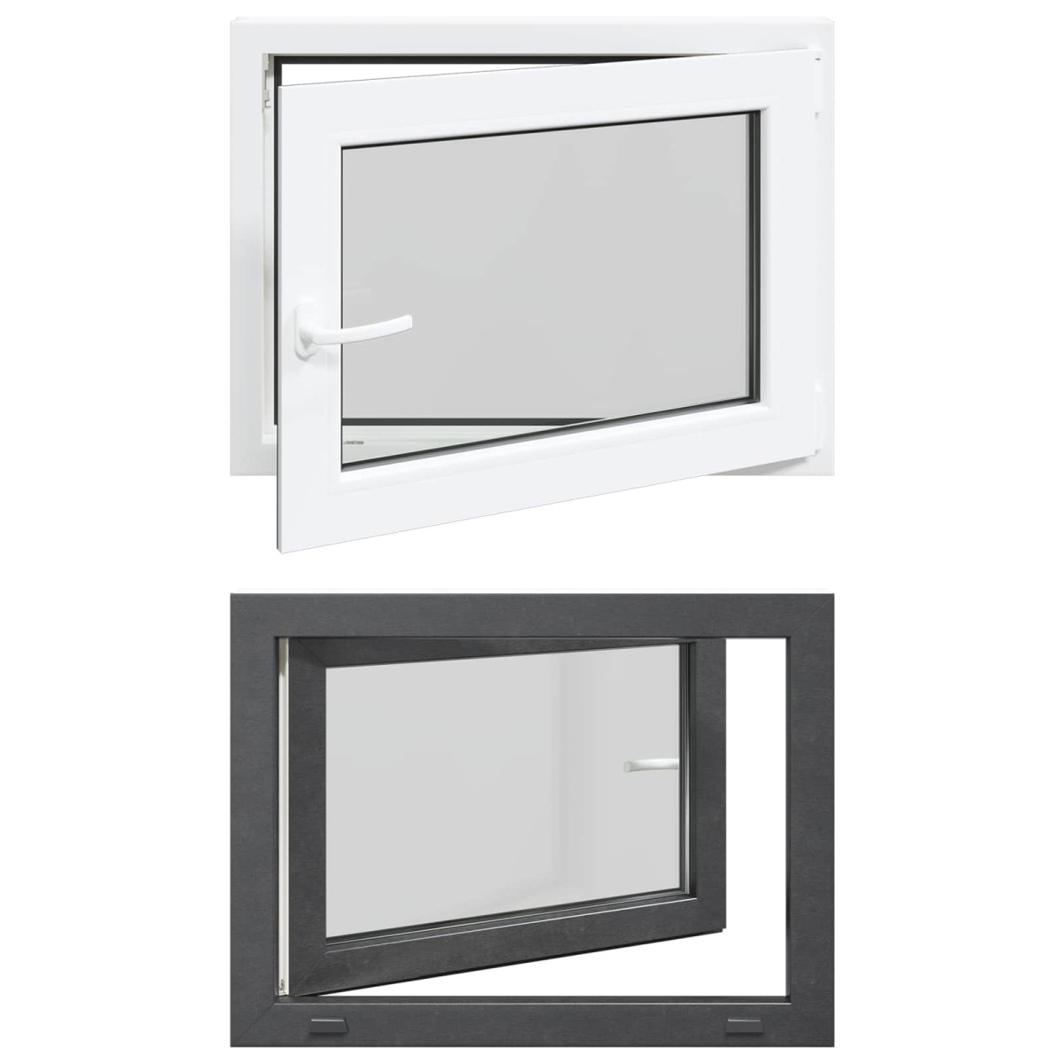 vidaXL Παράθυρο Κάτω Στρώματος RISOR 80 x 60 cm PVC και Γυαλί Ανθρακί