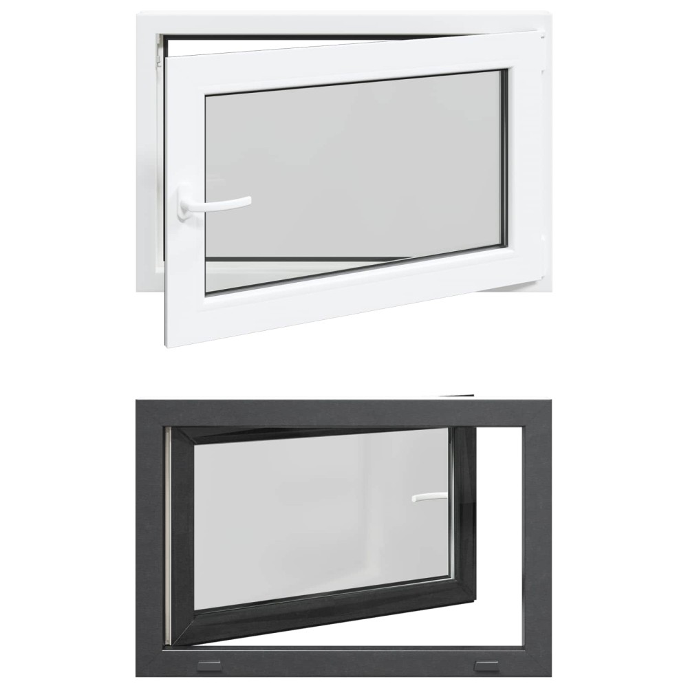 vidaXL Παράθυρο Κάτω Στρώματος RISOR 90 x 50 cm PVC και Γυαλί Ανθρακί