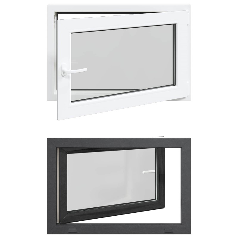 vidaXL Παράθυρο Κάτω Στρώματος RISOR 90 x 50 cm PVC και Γυαλί Ανθρακί