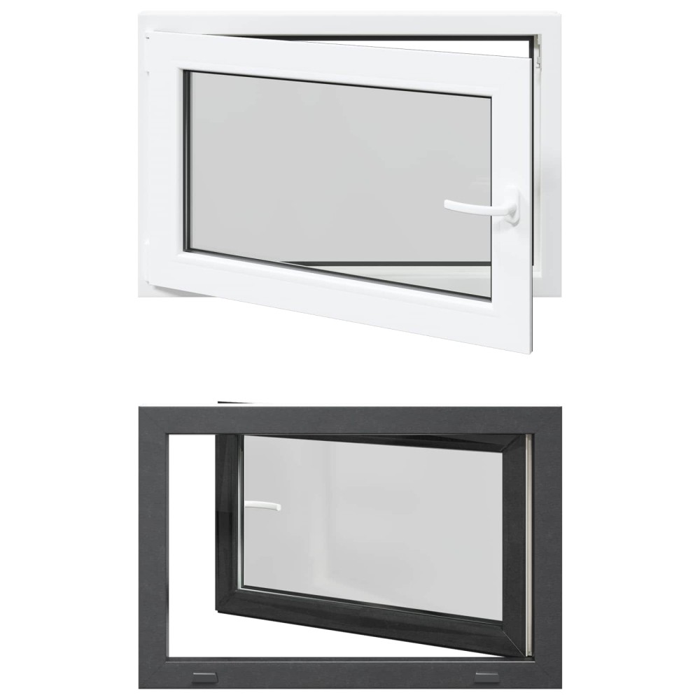 vidaXL Παράθυρο Κάτω Στρώματος RISOR 90 x 50 cm PVC και Γυαλί Ανθρακί