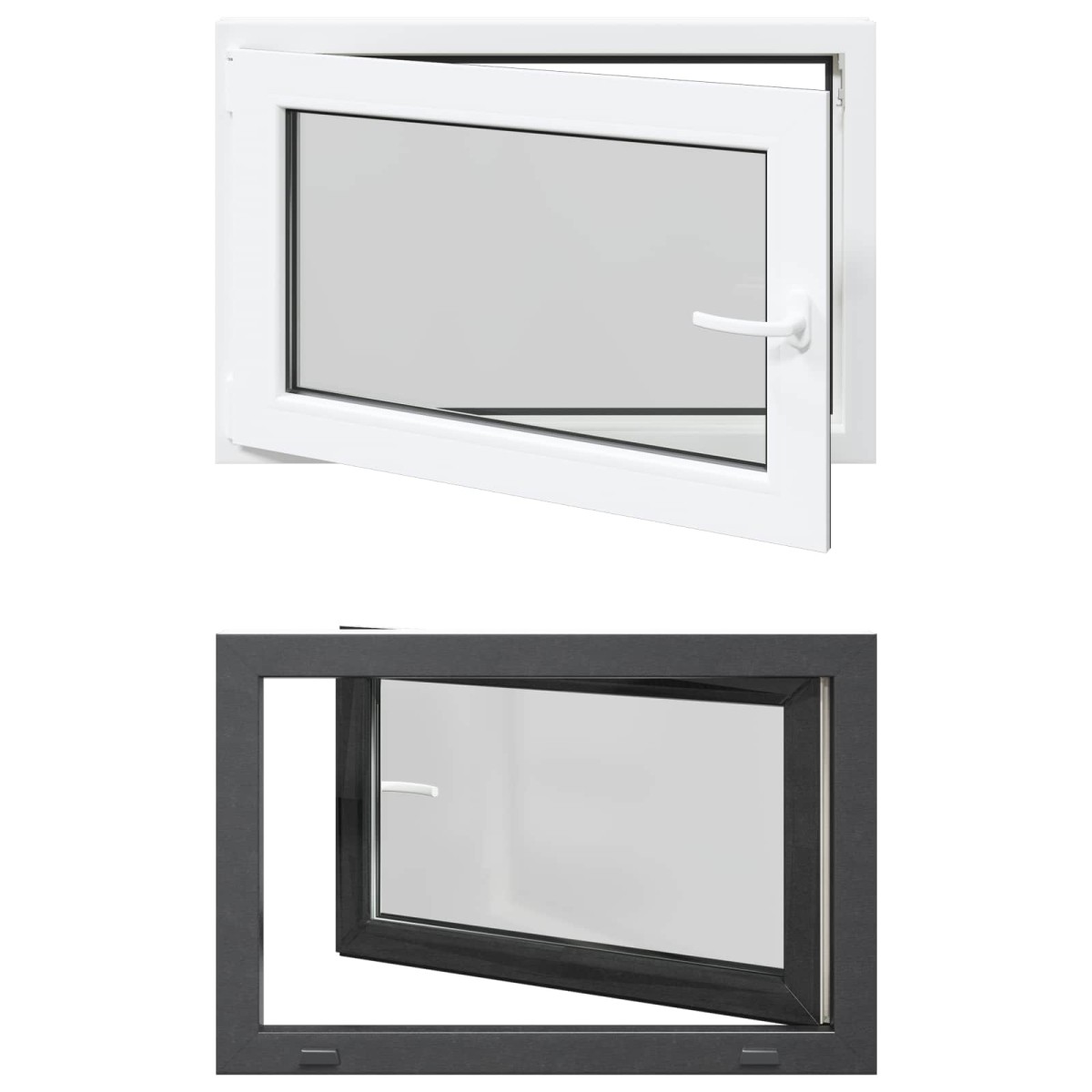 vidaXL Παράθυρο Κάτω Στρώματος RISOR 90 x 50 cm PVC και Γυαλί Ανθρακί