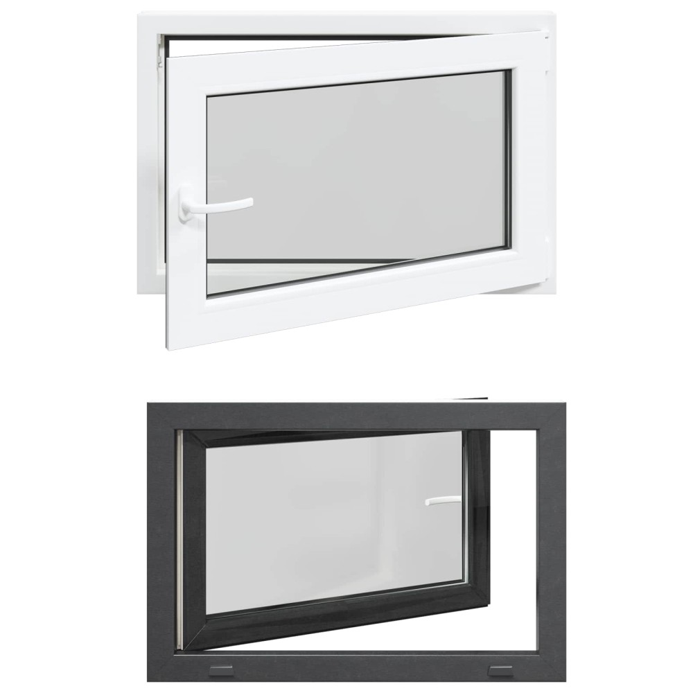 vidaXL Παράθυρο Κάτω Στρώματος RISOR 90 x 50 cm PVC και Γυαλί Ανθρακί