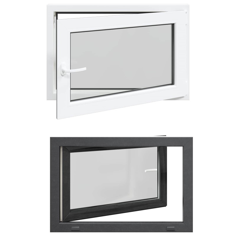 vidaXL Παράθυρο Κάτω Στρώματος RISOR 90 x 50 cm PVC και Γυαλί Ανθρακί