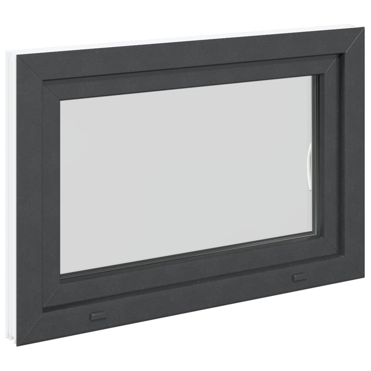 vidaXL Παράθυρο Κάτω Στρώματος RISOR 90 x 50 cm PVC και Γυαλί Ανθρακί