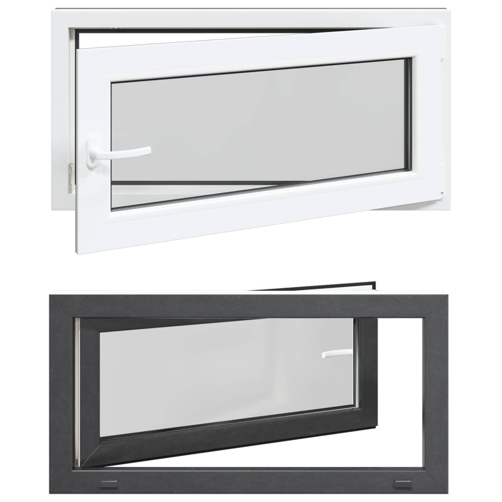 vidaXL Παράθυρο Κάτω Στρώματος RISOR 100 x 50 cm PVC και Γυαλί Ανθρακί