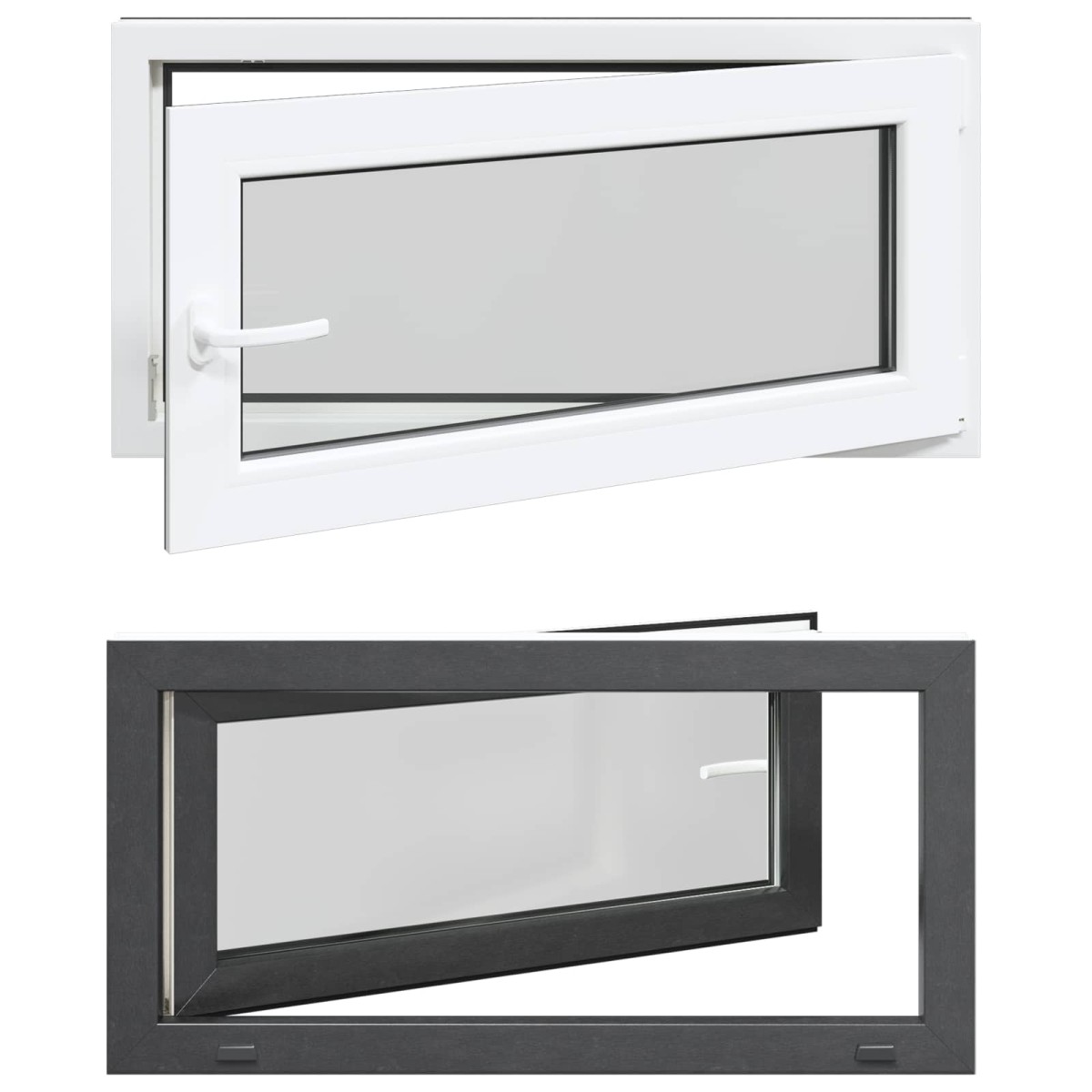 vidaXL Παράθυρο Κάτω Στρώματος RISOR 100 x 50 cm PVC και Γυαλί Ανθρακί