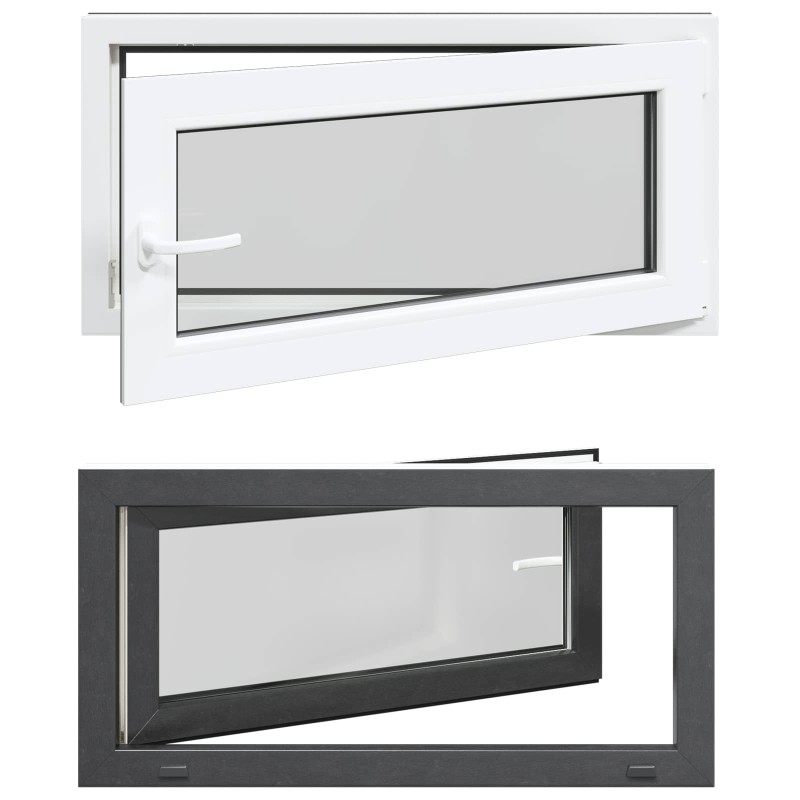 vidaXL Παράθυρο Κάτω Στρώματος RISOR 100 x 50 cm PVC και Γυαλί Ανθρακί