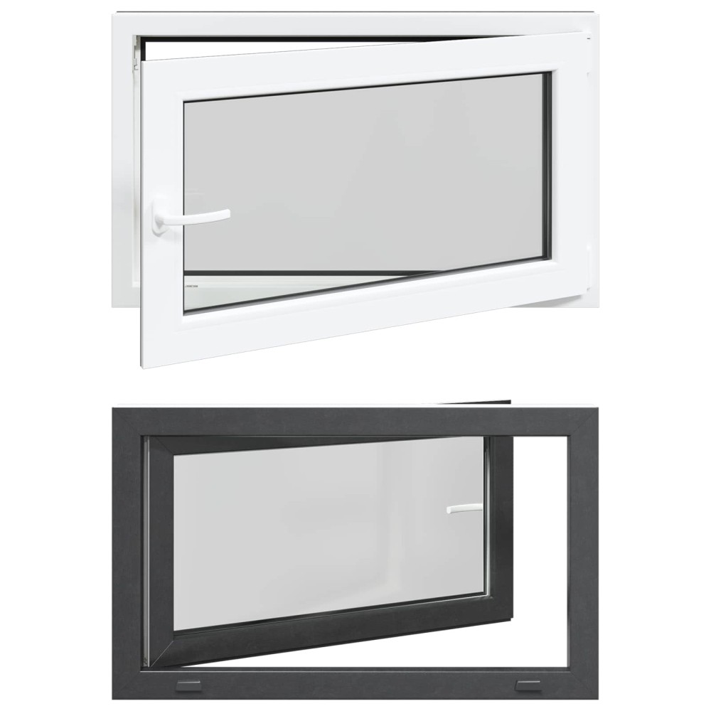 vidaXL Παράθυρο Κάτω Στρώματος RISOR 100 x 60 cm PVC και Γυαλί Ανθρακί