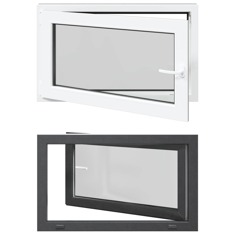 vidaXL Παράθυρο Κάτω Στρώματος RISOR 100 x 60 cm PVC και Γυαλί Ανθρακί