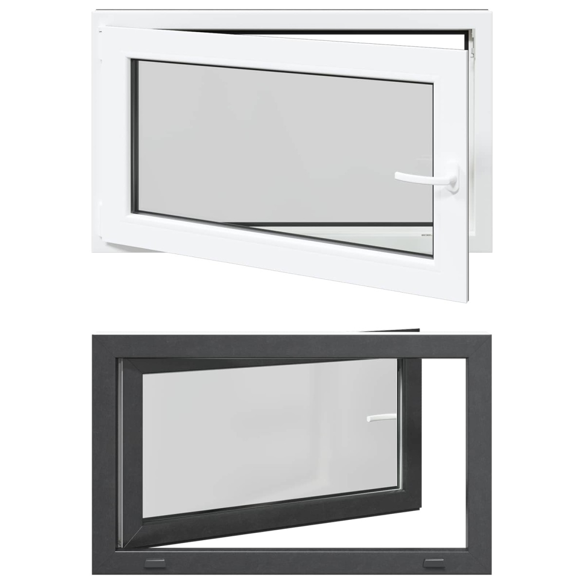 vidaXL Παράθυρο Κάτω Στρώματος RISOR 100 x 70 cm PVC και Γυαλί Ανθρακί